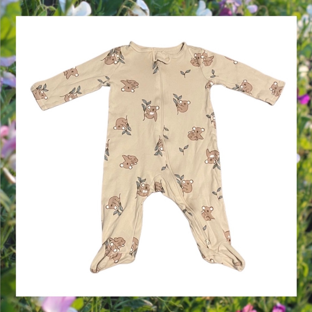 CARTERS Tan Koala Bear Print Footie One Piece Sleeper.